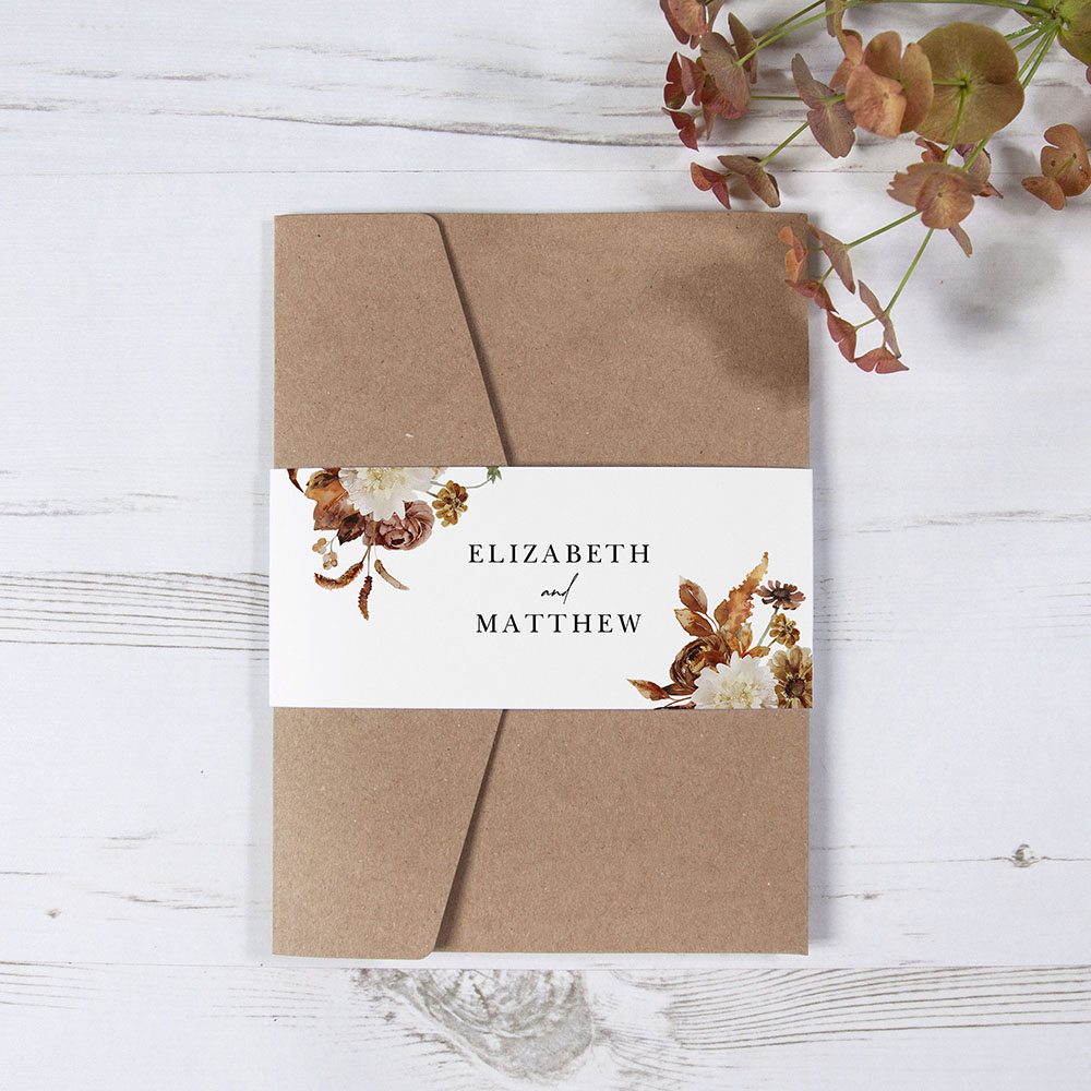 Pocketfold Wedding Invitations 'Autumn Garden AG10'